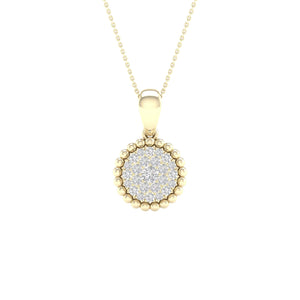 10kt Yellow Gold Womens Round Diamond Cluster Pendant 1/6 Cttw