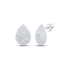 10kt White Gold Womens Round Diamond Teardrop Earrings 3/4 Cttw