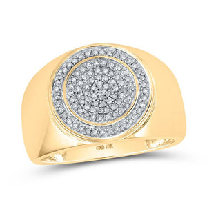 10kt Yellow Gold Mens Round Diamond Circle Ring 1/3 Cttw