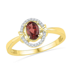 10kt Yellow Gold Womens Oval Synthetic Garnet Solitaire Ring 5/8 Cttw