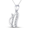 Sterling Silver Womens Round Diamond Heart Pendant 1/10 Cttw