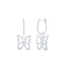 10kt White Gold Womens Round Diamond Butterfly Dangle Earrings 3/8 Cttw