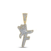 10kt Yellow Gold Mens Round Diamond F Crown Letter Charm Pendant 1 Cttw