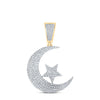 10kt Yellow Gold Mens Round Diamond Crescent Moon Star Charm Pendant 5/8 Cttw