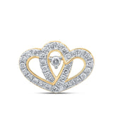 10kt Yellow Gold Womens Round Diamond Slide Heart Pendant 3/8 Cttw