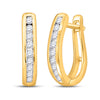 14kt Yellow Gold Womens Round Diamond Milgrain Hoop Earrings 1/4 Cttw