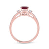 14kt Rose Gold Womens Oval Ruby Solitaire Diamond Ring 1-5/8 Cttw