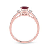 14kt Rose Gold Womens Oval Ruby Solitaire Diamond Ring 1-5/8 Cttw