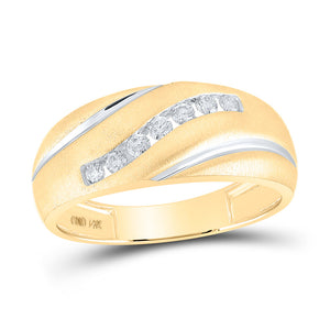 14kt Yellow Gold Mens Round Diamond Band Ring 1/4 Cttw