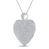 14kt White Gold Womens Round Diamond Charmed Heart Pendant 2 Cttw