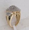 10kt Yellow Gold Womens Round Diamond Oval Cluster Ring 2 Cttw