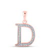 10kt Rose Gold Womens Round Diamond Initial D Letter Pendant 1/12 Cttw