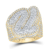 10kt Two-tone Gold Mens Baguette Diamond U Initial Letter Ring 7-7/8 Cttw