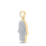 10kt Yellow Gold Mens Round Diamond Hamsa Charm Pendant 1 Cttw