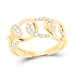14kt Yellow Gold Womens Round Diamond Curb Link Fashion Ring 1/3 Cttw
