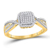 10kt Yellow Gold Womens Round Diamond Square Ring 1/6 Cttw