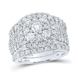 14kt White Gold Round Diamond Bridal Wedding Ring Band Set 3-3/4 Cttw