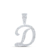 10kt White Gold Mens Round Diamond D Initial Letter Charm Pendant 1 Cttw