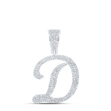 10kt White Gold Mens Round Diamond D Initial Letter Charm Pendant 1 Cttw