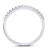 14kt White Gold Womens Round Diamond Wedding Single Row Band 1/6 Cttw