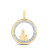 10kt Yellow Gold Womens Round Diamond Circle Child Mom Pendant 1/5 Cttw