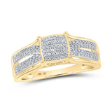 10kt Yellow Gold Womens Round Diamond Square Cluster Ring 1/4 Cttw