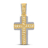 10kt Yellow Gold Mens Round Diamond Curb Link Cross Charm Pendant 1/2 Cttw