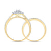 10kt Yellow Gold Round Diamond Halo Bridal Wedding Ring Band Set 3/4 Cttw