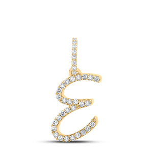 10kt Yellow Gold Womens Round Diamond E Initial Letter Pendant 1/8 Cttw