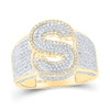 10kt Two-tone Gold Mens Round Diamond S Initial Letter Ring 1 Cttw