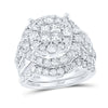 14kt White Gold Princess Diamond Cluster Bridal Wedding Ring Band Set 3 Cttw