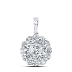 10kt White Gold Womens Round Diamond Fashion Pendant 3/4 Cttw