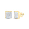 10kt Yellow Gold Womens Round Diamond Square Cluster Earrings 1/4 Cttw