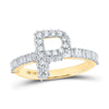 10kt Yellow Gold Womens Baguette Diamond P Initial Letter Ring 1 Cttw
