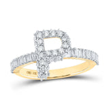 10kt Yellow Gold Womens Baguette Diamond P Initial Letter Ring 1 Cttw