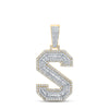 14kt Two-tone Gold Mens Baguette Diamond S Initial Letter Charm Pendant 1-3/4 Cttw