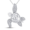 10kt White Gold Womens Round Diamond Turtle Tortoise Pendant 1/10 Cttw