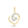 10kt Yellow Gold Womens Round Diamond Heart Pendant 1/6 Cttw