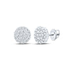 14kt White Gold Round Diamond Cluster Earrings 1-1/4 Cttw