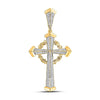 10kt Yellow Gold Mens Round Diamond Gothic Cross Charm Pendant 1/2 Cttw