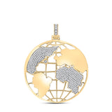14kt Yellow Gold Mens Round Diamond Globe Earth Charm Pendant 5/8 Cttw