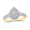 10kt Yellow Gold Womens Round Diamond Teardrop Cluster Ring 1/2 Cttw