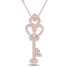 10kt Rose Gold Womens Round Diamond Trefoil Key Pendant 1/5 Cttw