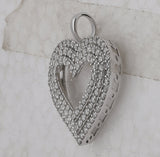 14kt White Gold Womens Round Diamond Heart Pendant 1 Cttw