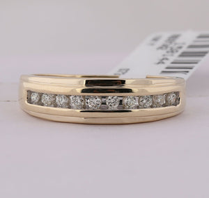 10kt Yellow Gold Mens Round Diamond Wedding Channel-Set Band Ring 1/5 Cttw