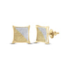 10kt Yellow Gold Round Yellow Color Enhanced Diamond Kite Square Earrings 1/2 Cttw