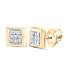 10kt Yellow Gold Womens Round Diamond Square Earrings 1/20 Cttw