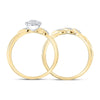 10kt Yellow Gold Round Diamond Halo Bridal Wedding Ring Band Set 1/6 Cttw