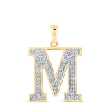 10kt Yellow Gold Womens Round Diamond Initial M Letter Pendant 1/10 Cttw