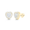 10kt Yellow Gold Womens Baguette Diamond Heart Earrings 1/2 Cttw